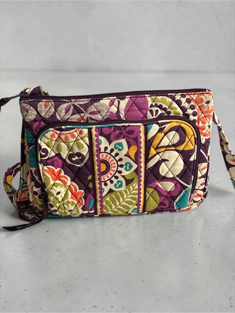 Vera Bradley Purple Multi Floral Quilted Crossbody Bag